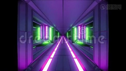 未来主义科幻空间飞机库隧道走廊与铁水三维插图现场壁纸运动背景vj视频