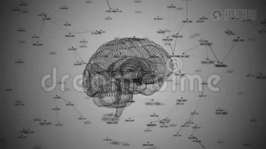 人类的大脑。 有数字的屈膝。 很漂亮的背景。 科学，医学和商业的概念.. 循环视频