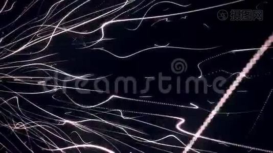 白色波浪霓虹灯可循环抽象运动背景视频