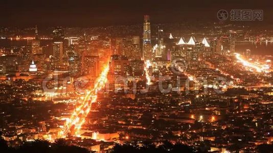 加州旧金山4K夜间延时视频