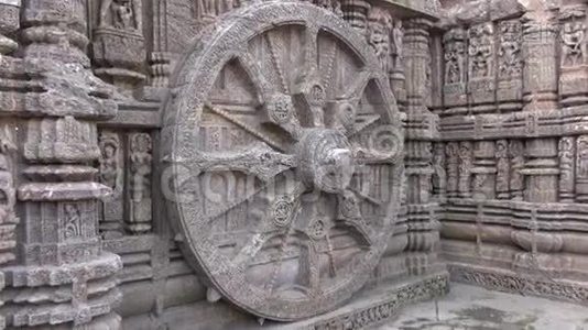 车轮在科纳克太阳神庙，印度。视频