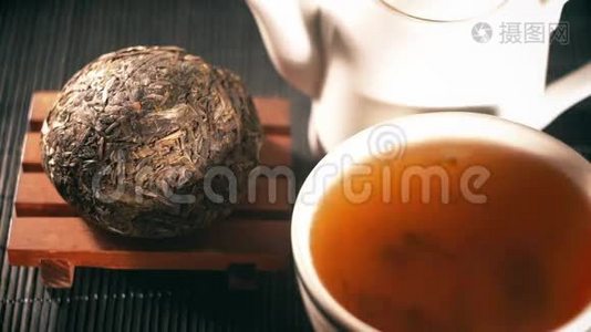 喝茶。 中国茶。 普洱茶视频