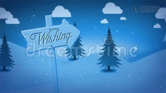 圣诞快乐冬季标志矢量4K视频