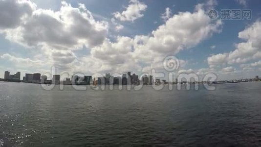 波士顿城市天际线，马萨诸塞州在美国。视频