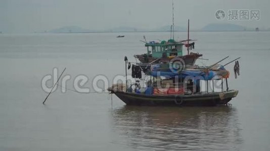 亚洲的传统渔船。视频
