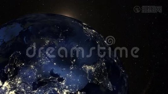 从太空看地球的日出视频
