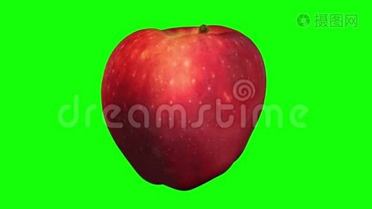 绿色背景下`苹果红味旋转01视频