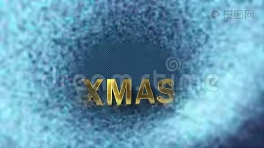 彩色粒子变成蓝色背景和文字-圣诞节视频