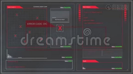 未来式损坏卫星接收计算机屏幕或角针合成接口视频