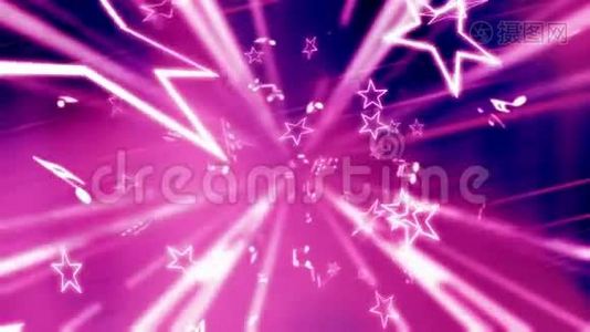 星星和音乐音符粉红色的抽象视频
