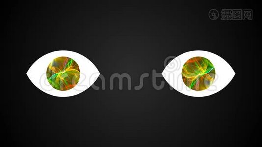 抽象技术眼睛与宇宙在瞳孔，3D渲染视频