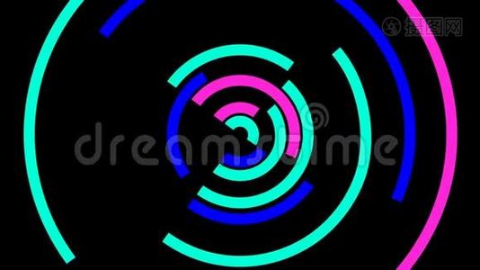 抽象简单的线性动态彩色圆圈运动视频