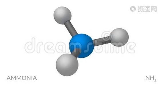 氨分子，旋转无缝环，三维动画，4k30fps视频