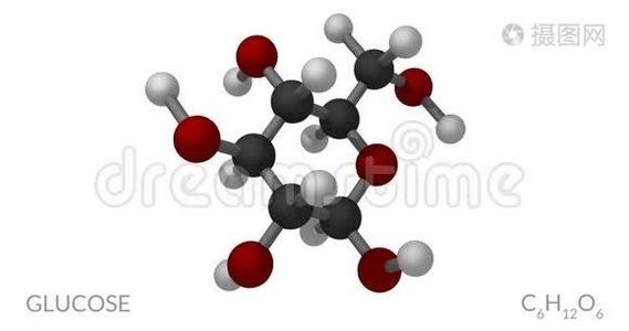 葡萄糖分子，旋转无缝环，三维动画，4k30fps视频