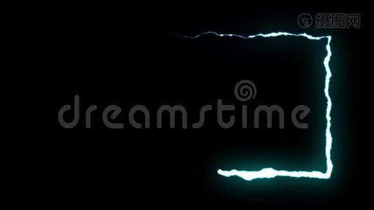 可循环动画蓝色闪电框形状黑色背景动画新品质独特动态自然光视频