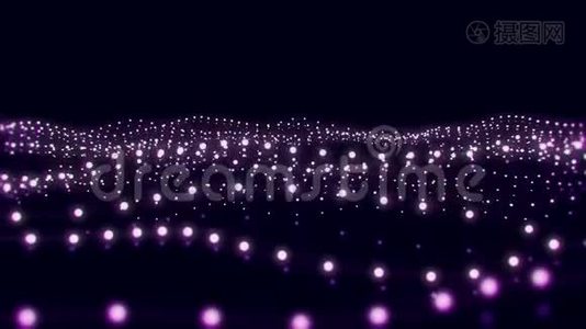 紫色霓虹灯粒子波V J环抽象运动背景视频