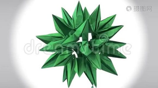 绿色抽象宇宙折纸物体..视频