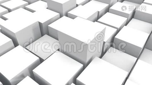 抽象3D白色立方体动画背景。视频