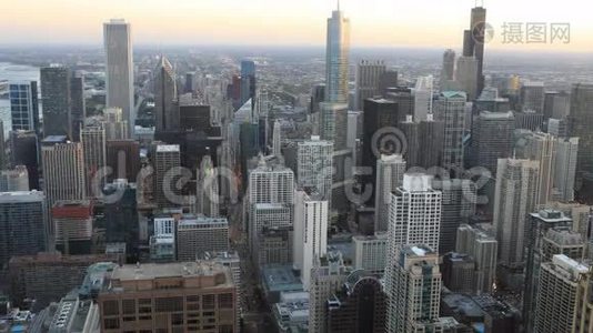 芝加哥天际线4K超高清空中时光视频