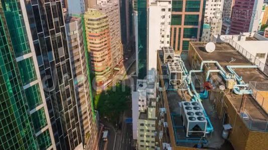 香港街头夏日天台全景4k时光流逝视频