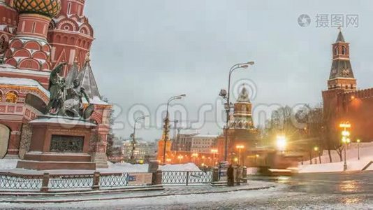 莫斯科克里姆林宫主钟命名为库兰蒂在斯帕斯卡亚塔。 红场。视频