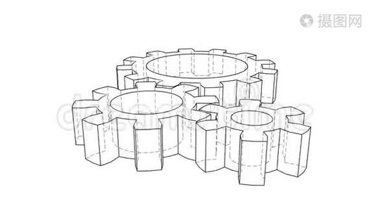 齿轮转动。 无缝环视频