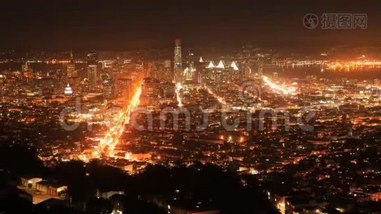 旧金山4K的夜间时间视频