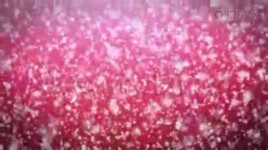 圣诞节雪球雪花与降雪红背景视频
