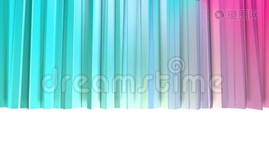 抽象简单的蓝色粉红色低聚三维窗帘作为有趣的环境。 移动的软低多运动背景视频