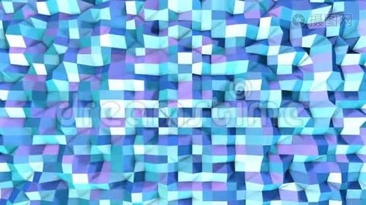 抽象简单的蓝紫低聚三维表面作为宏伟的背景。 软几何低聚运动背景视频