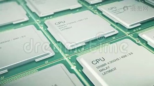 中央计算机处理器CPU概念，技术背景，无缝环三维动画视频