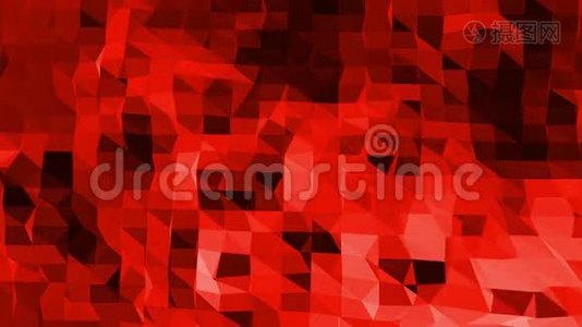 抽象挥动红色低聚表面作为光荣的背景在时尚的低聚设计。 多角形镶嵌背景视频