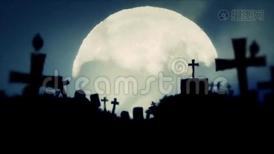 黑色乌鸦与升起的满月猎人公墓视频