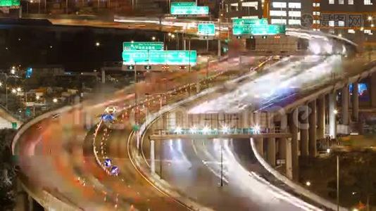 一条繁忙高速公路的延时视频.视频