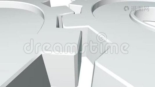 白色的两个齿轮3D动画。 白色背景。 阿尔法频道。 关门视频