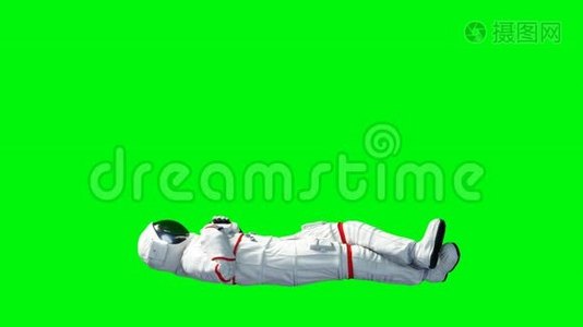 宇航员闲着。 绿色屏幕。 现实的4k动画。视频