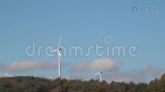 风力发电场提供清洁能源的风车、电力视频