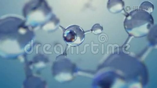 3D用模型分子从玻璃中旋转的动画渲染画面视频