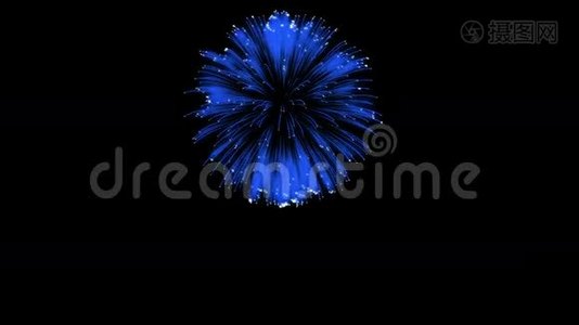 色彩斑斓的单根烟火在夜晚.. 壮观的单一烟花3D渲染。 蓝色版本29视频
