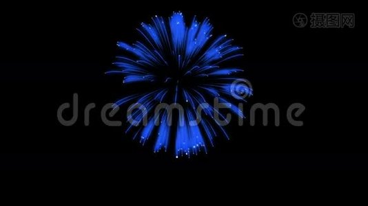 色彩斑斓的单根烟火在夜晚.. 壮观的单一烟花3D渲染。 蓝色版本23视频