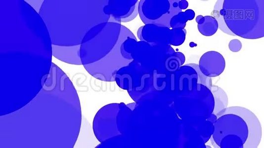 蓝色的半透明粒子在白色上慢慢移动。 抽象动画。 3D渲染视频