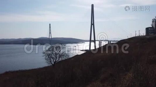 具有海岸线的日本海的海景。视频