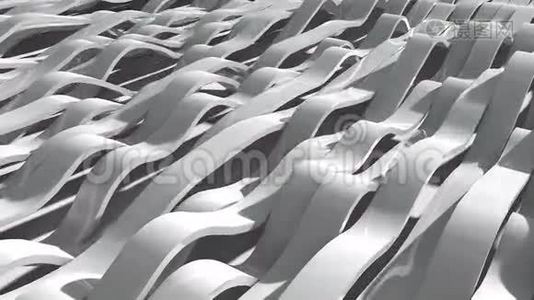 灰色波浪动画循环是一个起伏的丝带系列，具有柔软的反射表面，这将是一个伟大的。视频
