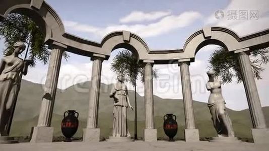 古希腊神庙有雕塑视频