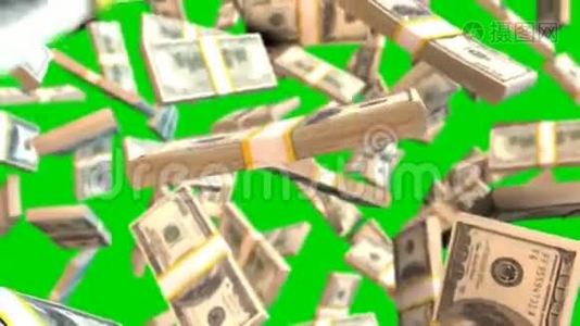 绿色克里恩的美元钞票不断下跌视频