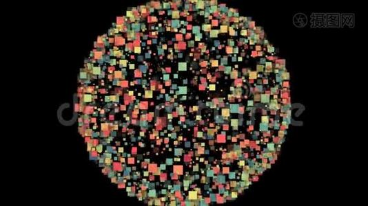 由彩色方块形成的球体的抽象背景..视频