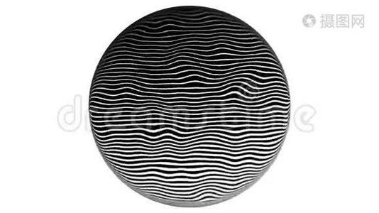 斑马线半色调图案纹理移动动画背景。4k。白色背景，圆圈。视频