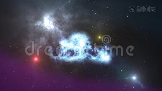 计算机图形学。 五颜六色的星云、恒星和宇宙视频