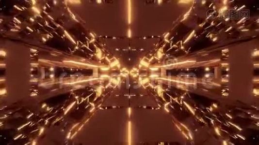 未来的科幻机库隧道艺术与漂亮的玻璃反射三维插图现场壁纸运动背景无尽视频