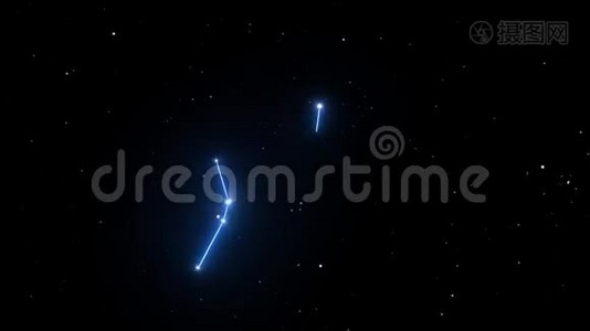美丽星夜背景上的水瓶座星座视频